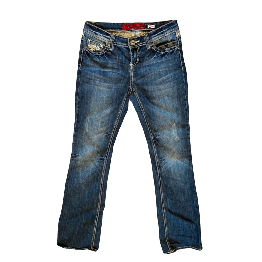 Bongo embellished Lo-Rise Bootcut Silver Embroiderey Jeans